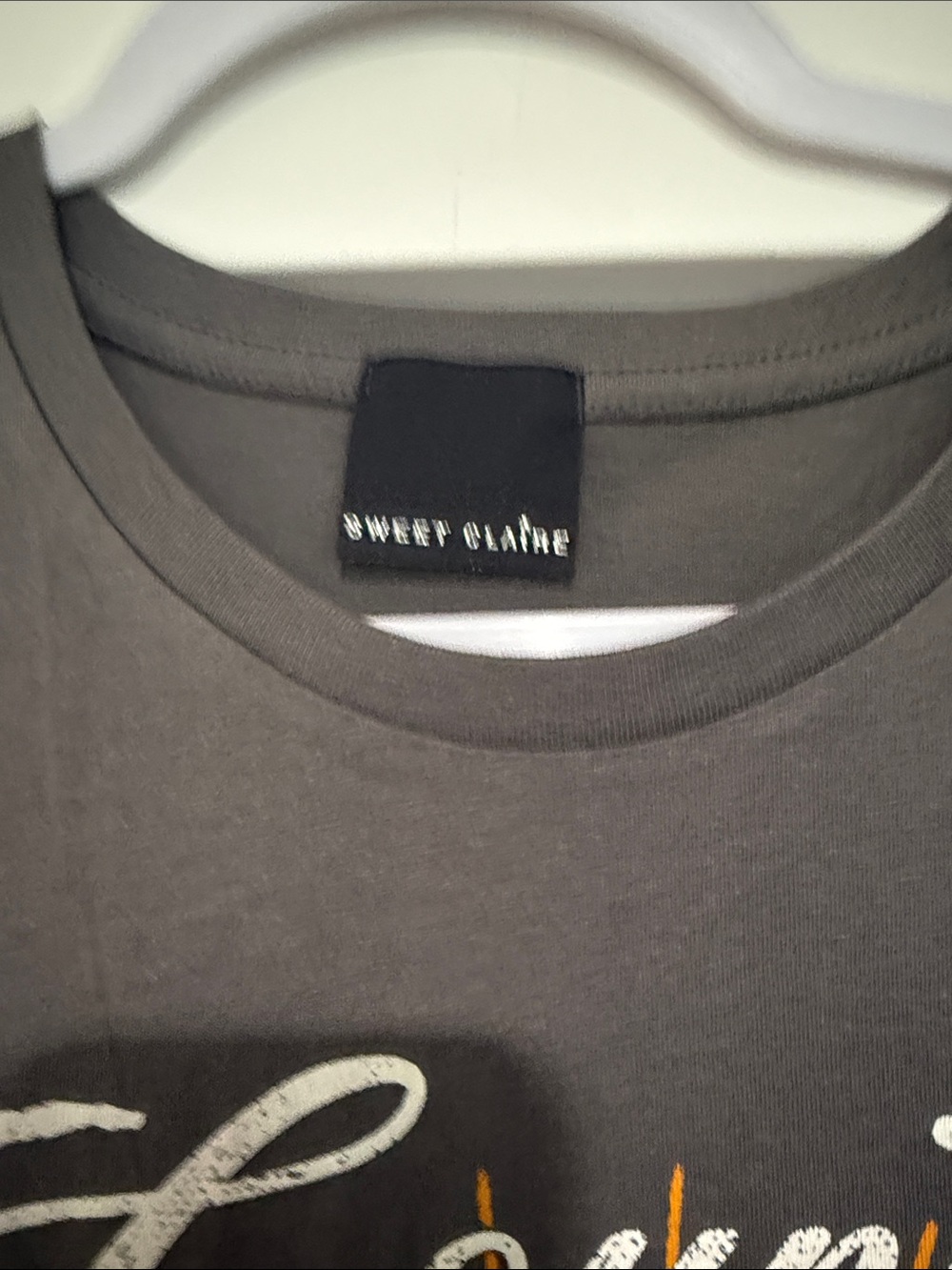 Sweet Claire Charcoal Tee with White and Orange Country Roads Graphic - Picture 3 of 4